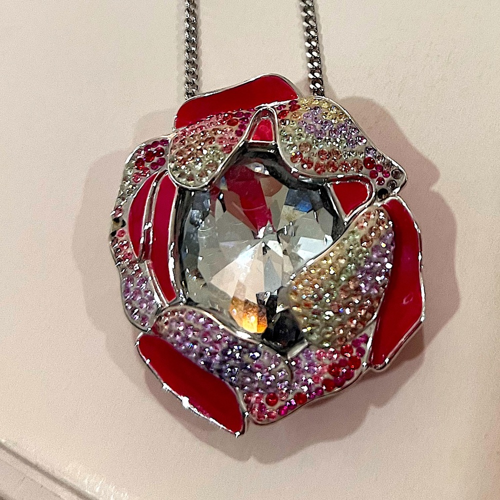 Pink-hued authentic Swarovski pendant necklace